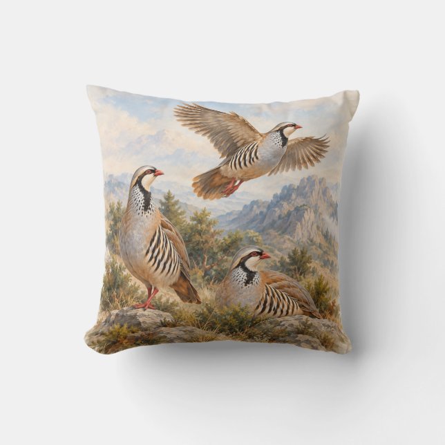 Almofada Arte da Perdiz Chukar (Frente)