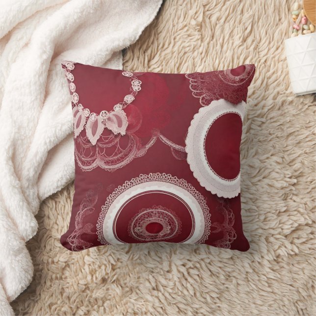 Almofada Arte Dark Red Floral AI (Cobertor)