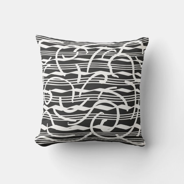 Almofada Arte das linhas geométricas brancas abstrato moder (Frente)