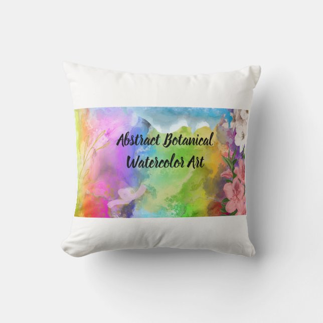 Almofada Arte de Aquarela Botânica Abstrata (Frente)