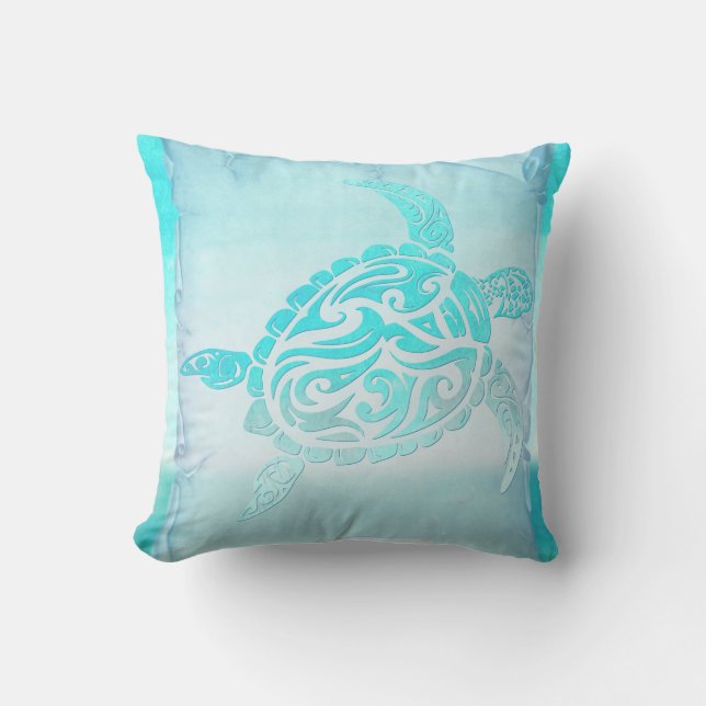 Almofada Arte de Aquarela de Tartaruga de Praia (Frente)