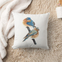 Arte de Aquarela do Casal Bluebird