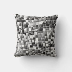 Almofada Arte de bolha de mosaico / Preto e Branco /