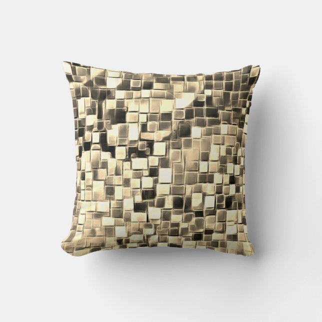 Almofada Arte de bolha de mosaico / Sepia / (Frente)