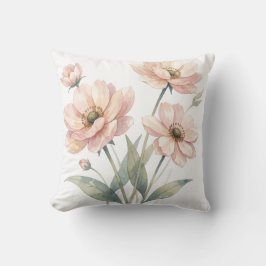 Almofada Arte de Buquê de Aquarela Floral Rosa Suave