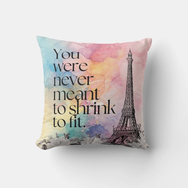 Almofada Arte de Citação da Torre Eiffel de Paris em Aquare (Frente)