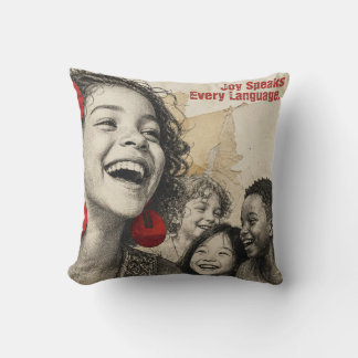 Almofada Arte de Colagem Vintage de Crianças Rindo