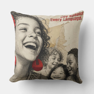 Almofada Arte de Colagem Vintage de Crianças Rindo