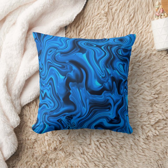 Almofada Arte de Cor de Água Moderna Azul (Cobertor)