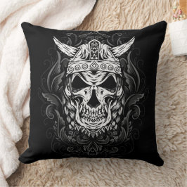 Almofada Arte de Crânio Gravado Viking