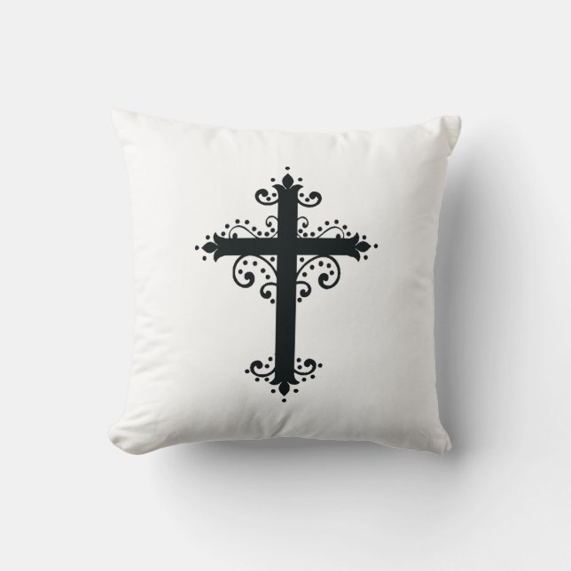 Almofada Arte de Cruz Talhada Ornamentada Premium (Frente)
