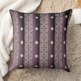 Almofada Arte de Damasco Floral com Bolinhas branca púrpura