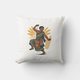 Almofada Arte de Dançarino Cultural Vintage de Madagascar -