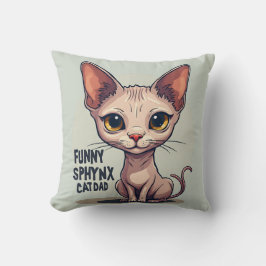 Almofada Arte de desenho animado de pai de gato Sphynx engr