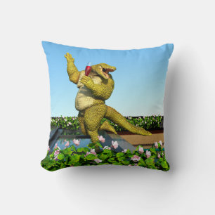 Almofada Arte de festa de champanhe de crocodilo engraçado