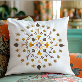 Almofada Arte de Flor Prensada Mandala Botânica