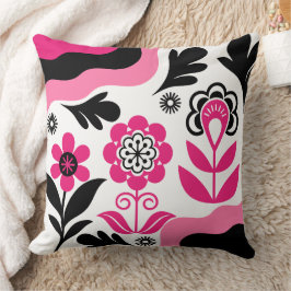 Almofada Arte de Flor Rosa Abstrata Boho