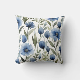 Almofada Arte de Flores Azuis Design Floral