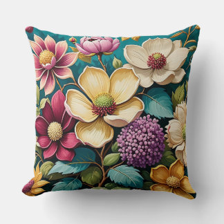 Almofada Arte de Flores Vibrantes e Lindas