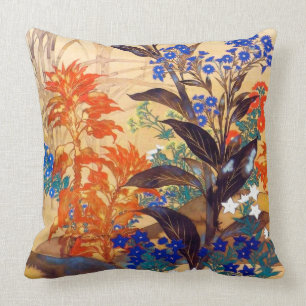 Almofada Arte de flores vivas a aquarelas orientais