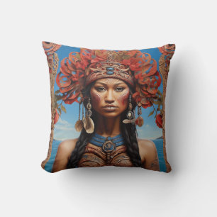 Almofada Arte de Fusão Tribal Vibrante