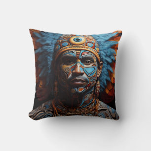 Almofada Arte de Fusão Tribal Vibrante