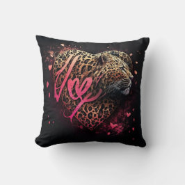 Almofada Arte de Grafite de Amor Coração de Leopardo       
