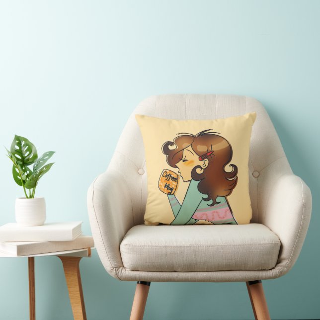 Almofada Arte de Humor de Café Aconchegante da Manhã (Cadeira)
