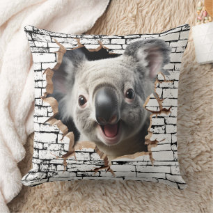Almofada Arte de Koala 3D na Parede – Safari Realista