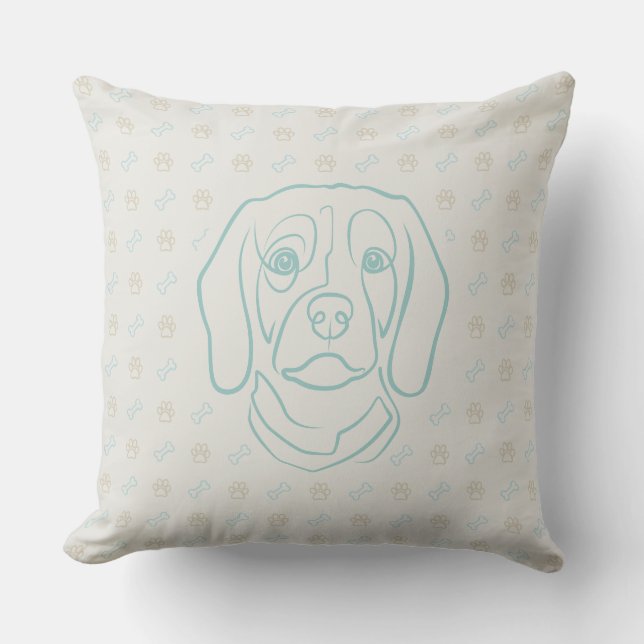 Almofada Arte de Linha Beagle, Elegância com Atitude (Frente)