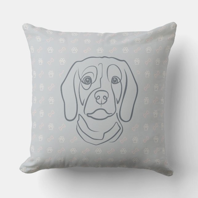 Almofada Arte de Linha Beagle, Elegância com Atitude (Frente)