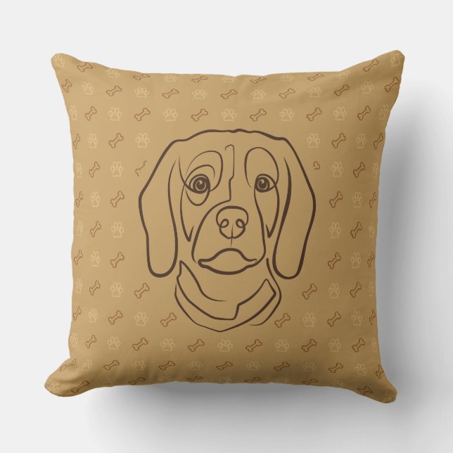 Almofada Arte de Linha Beagle, Elegância com Atitude (Frente)