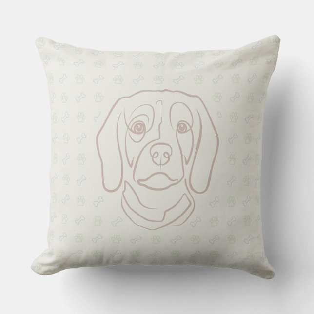 Almofada Arte de Linha Beagle, Elegância com Atitude (Frente)