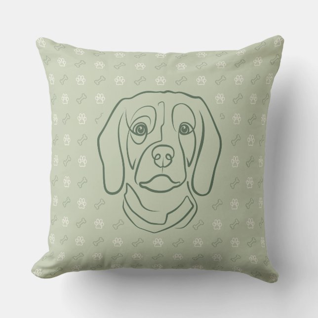 Almofada Arte de Linha Beagle, Elegância com Atitude (Frente)
