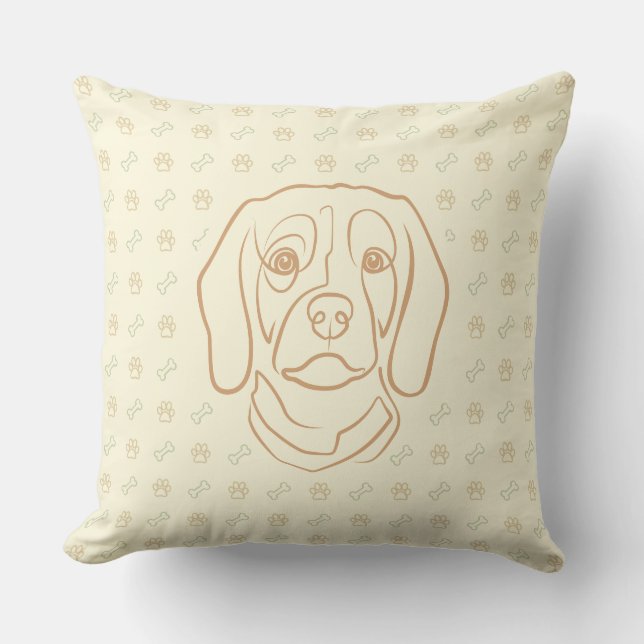 Almofada Arte de Linha Beagle, Elegância com Atitude (Frente)