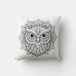 Almofada Arte de Linha Cabeça de Coruja Mandala