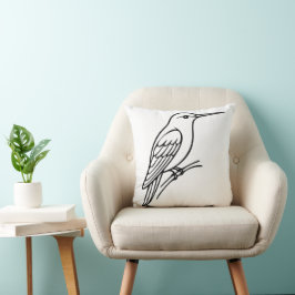 Almofada Arte de Linha de Beija-flor – Ilustração de Pássar