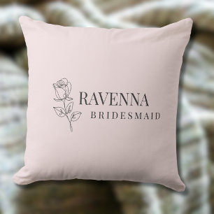 Almofada Arte de Linha de Rosa Rosa Luxuosa com Nome Person