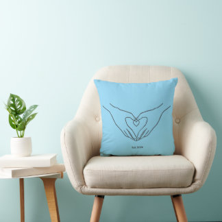 Almofada Arte de Linha Minimalista Coração Mãos Design Esté
