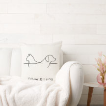 Arte de Linha Minimalista de Gato e Cachorro com N
