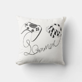 Almofada Arte de Linha Minimalista de Gato Gamer - Cabo de 