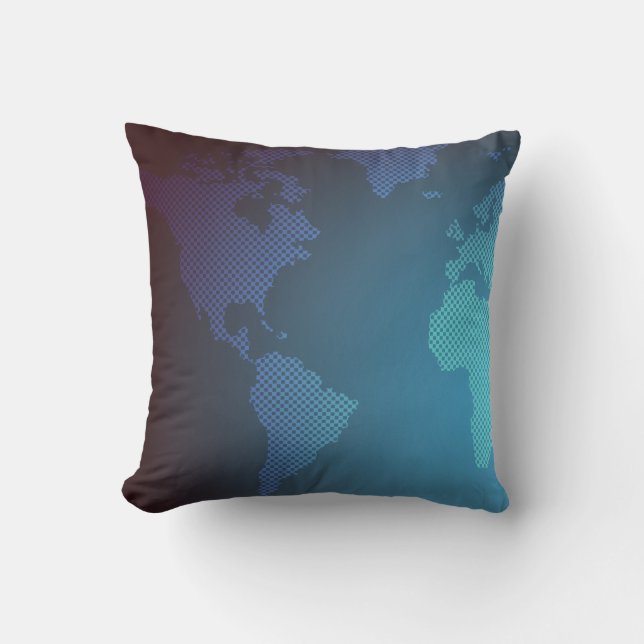 Almofada Arte de Mapa Mundial Gradiente de Ponto Digital (Frente)
