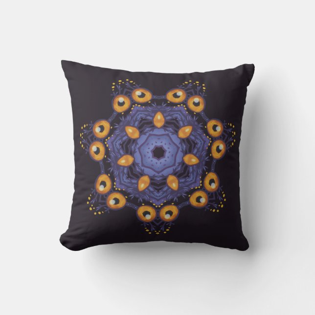 Almofada Arte de Monstro Mandala Fofo e Assustador para Hal (Frente)