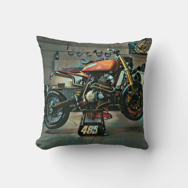 Almofada arte de motocicleta vintage (Frente)
