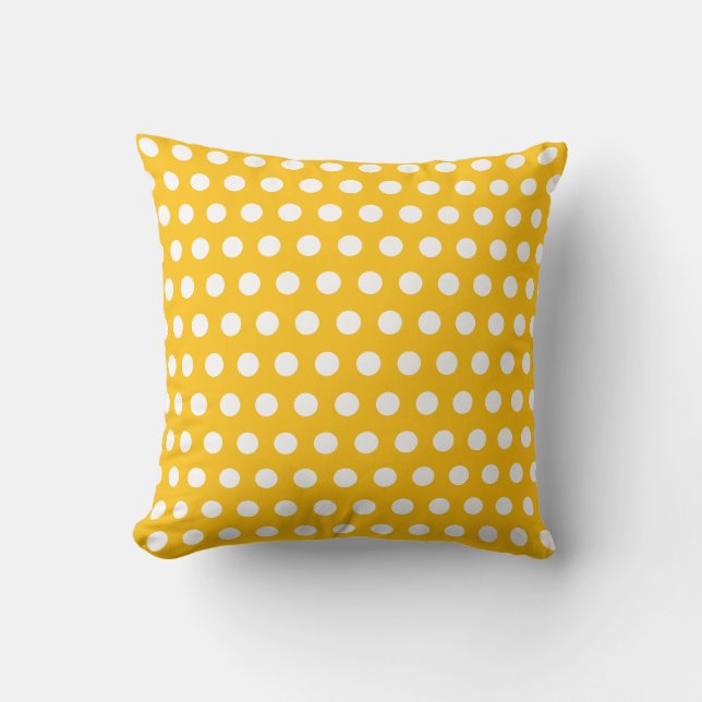 Almofada Arte de Padrão de Bolinhas Branco Amarelo Ensolara (Frente)