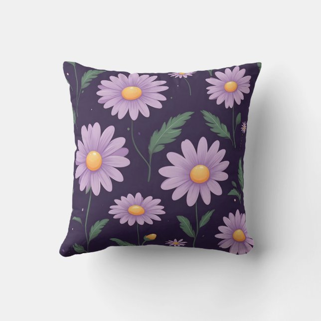 Almofada arte de padrão de flores roxas (Verso)