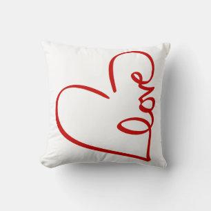 Almofada Arte de Palavras Coração de Amor Vermelho do Dia d
