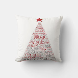 Almofada Arte de Palavras em Árvore de Natal com Estrela Ve