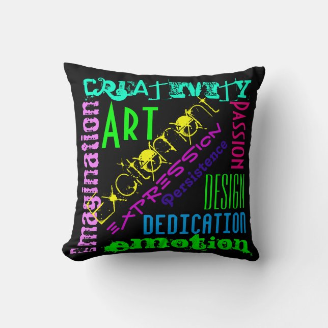 Almofada Arte de Palavras Personalizadas Expressão Artístic (Frente)