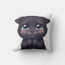Arte de Parede em Tela de Gato Preto Chorando Fofo